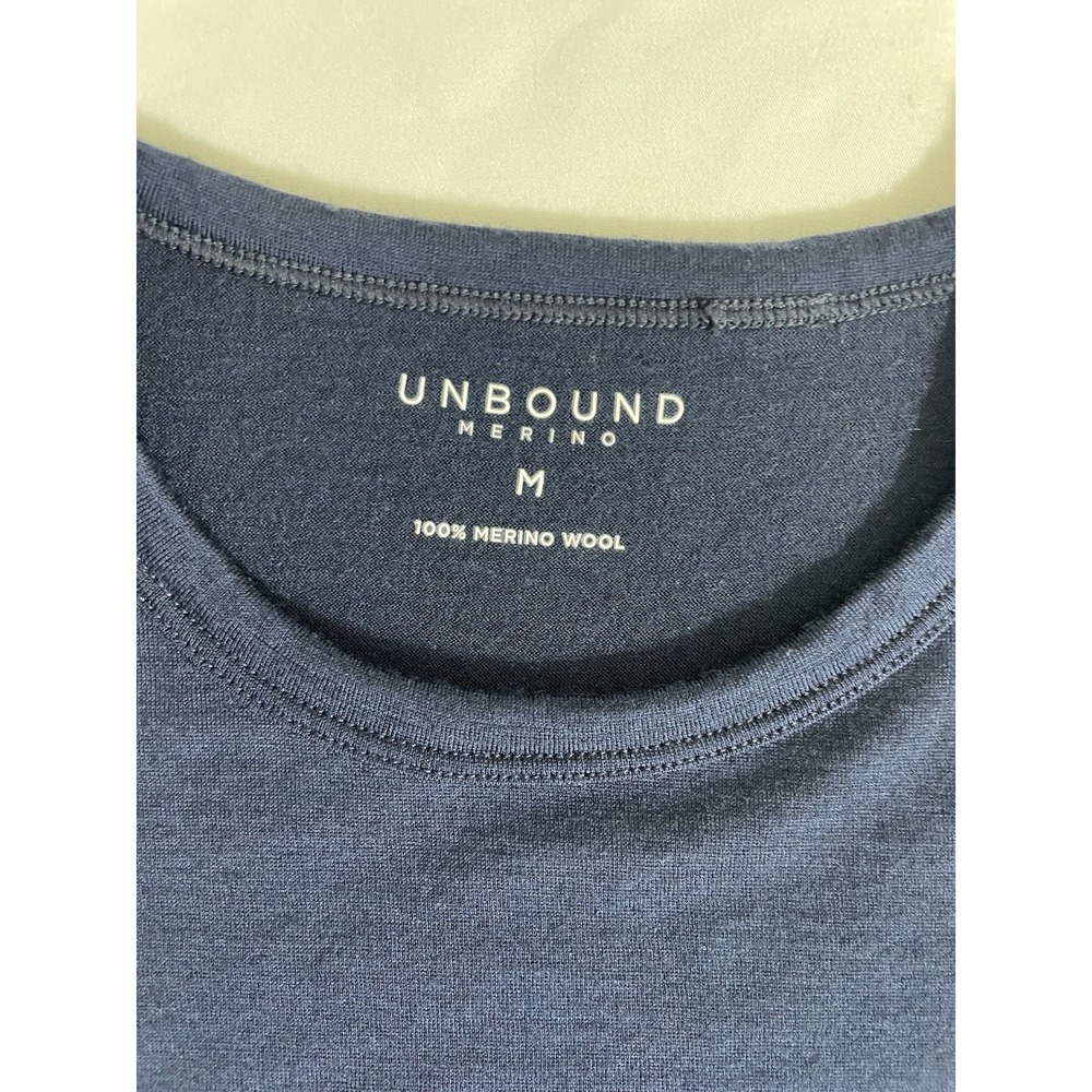 Unbound Merino Wool Shirt Mens Medium M Crew Blue Long Sleeve - Picture 3 of 9